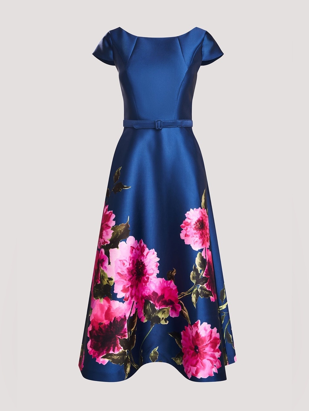NEW Kay Unger Ina Tea Length Dress Vibrant Peony Blue Pink A-line cocktail 4 - Picture 11 of 14